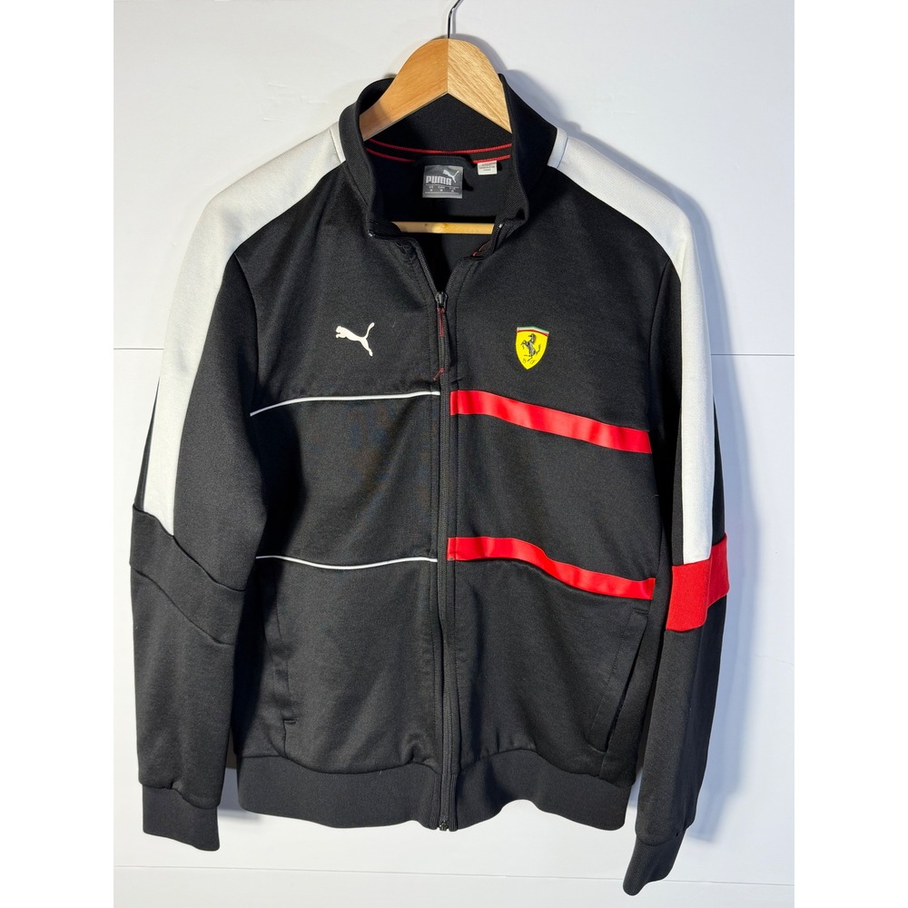Puma Scuderia Ferrari Track Jacket Mens Medium Black Red Full Zip Motorsport